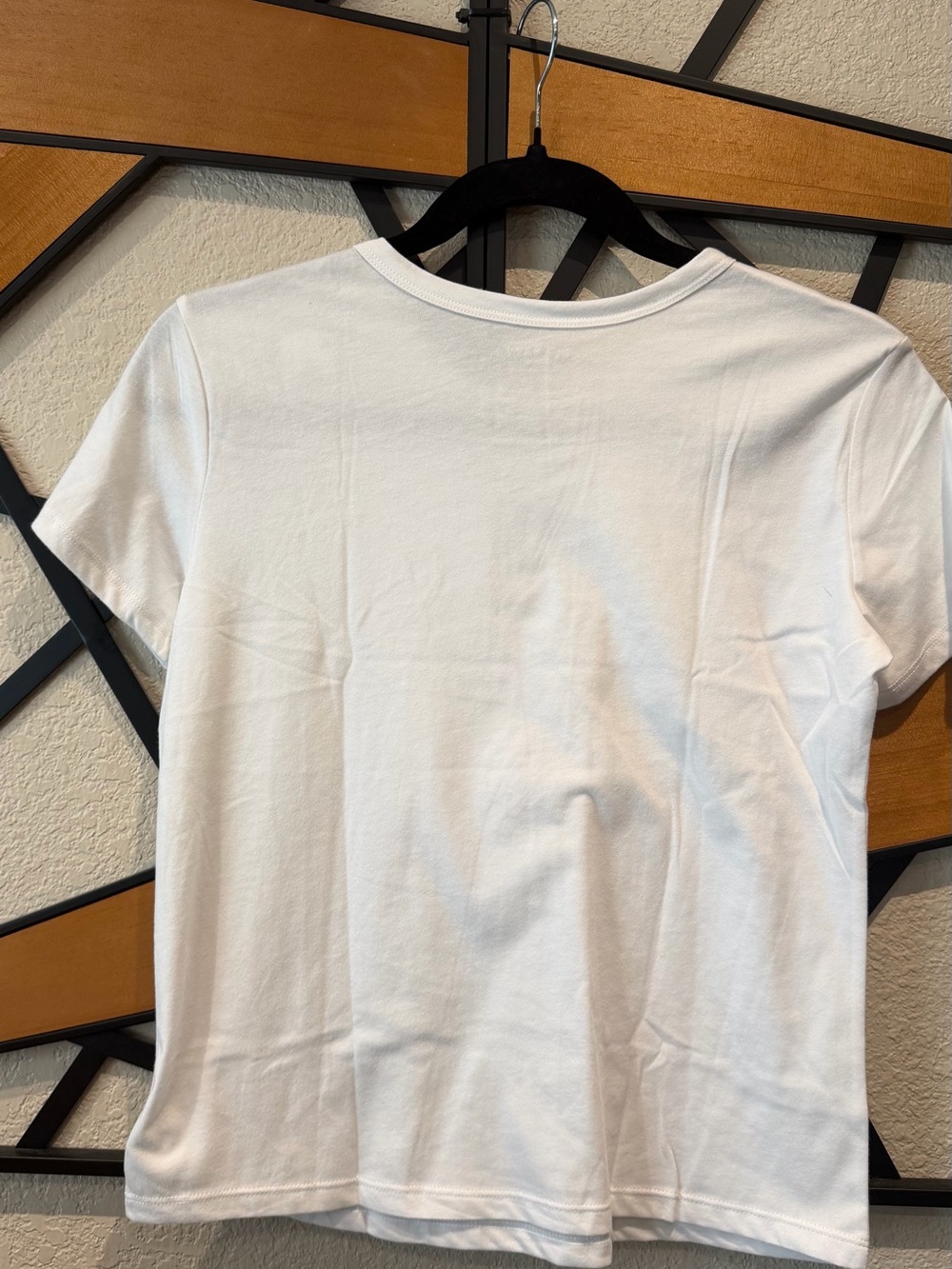 Old Navy White Short Sleeve Tee with Black & White Check Heart - Picture 4 of 5